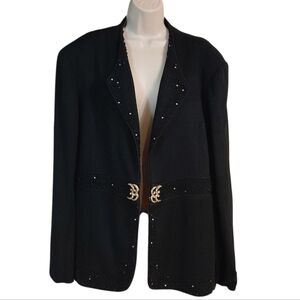 Liorah Black Jeweled Knit Blazer Plus Size 20 W